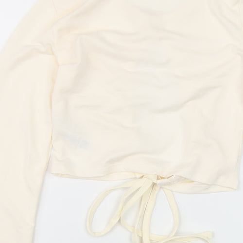 AsYou Womens Ivory Polyester Cropped Blouse Size 8 Round Neck