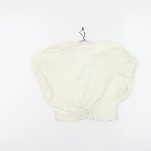 Zara Womens Ivory Viscose Cropped Tank Size S V-Neck
