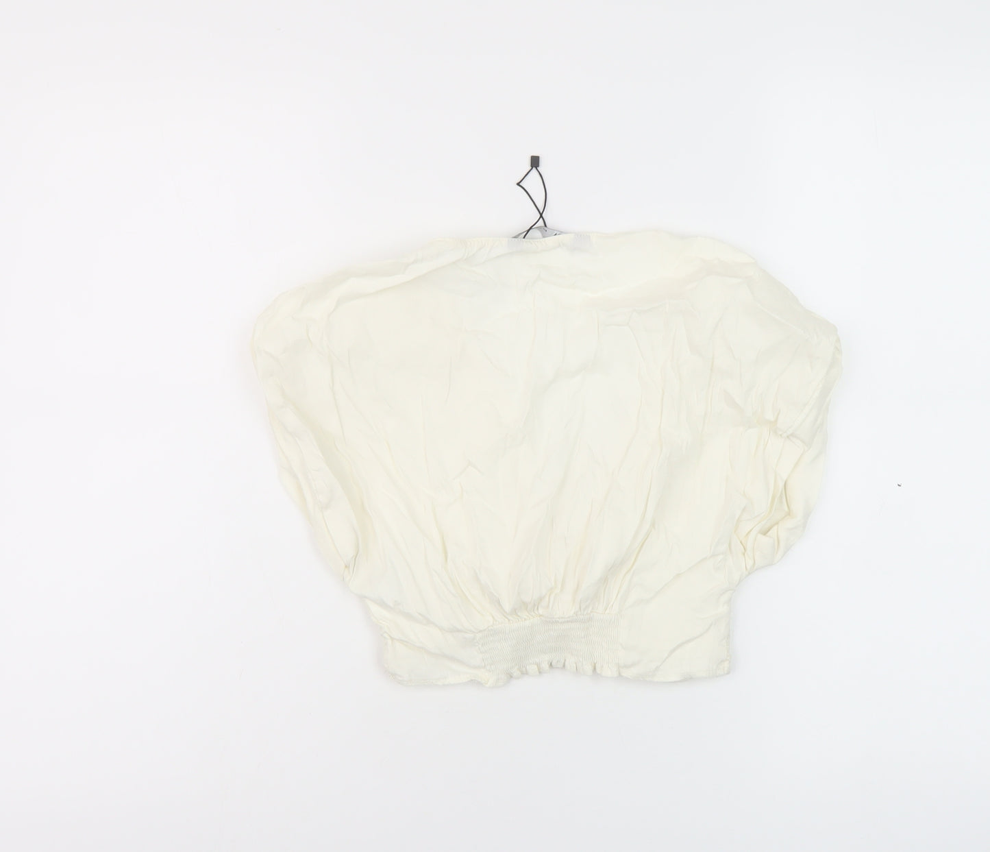 Zara Womens Ivory Viscose Cropped Tank Size S V-Neck