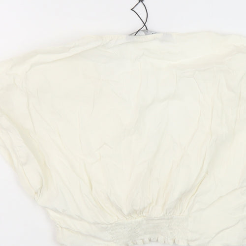 Zara Womens Ivory Viscose Cropped Tank Size S V-Neck