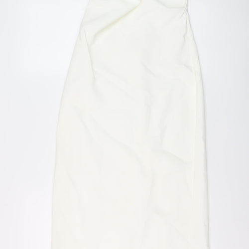 Zara Womens Ivory Polyester A-Line Size S Off the Shoulder Zip