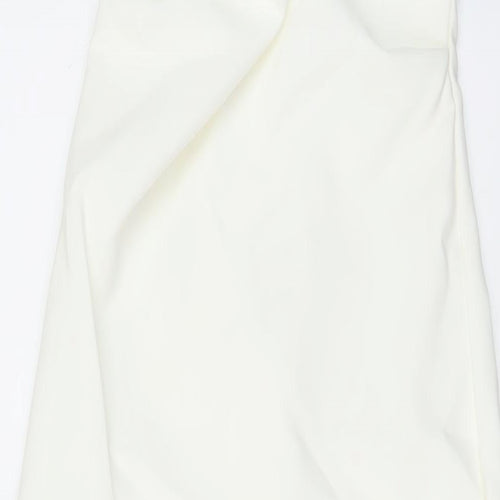 Zara Womens Ivory Polyester A-Line Size S Off the Shoulder Zip