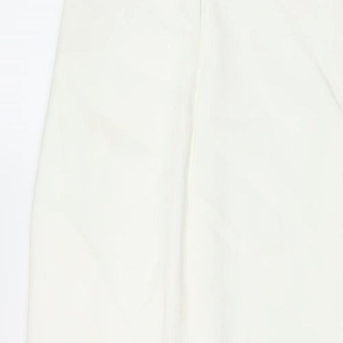Zara Womens Ivory Polyester A-Line Size S Off the Shoulder Zip