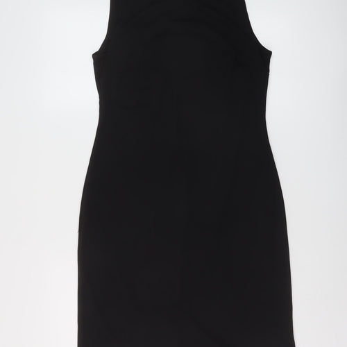 Wallis Womens Black Polyester A-Line Size 12 Mock Neck Zip