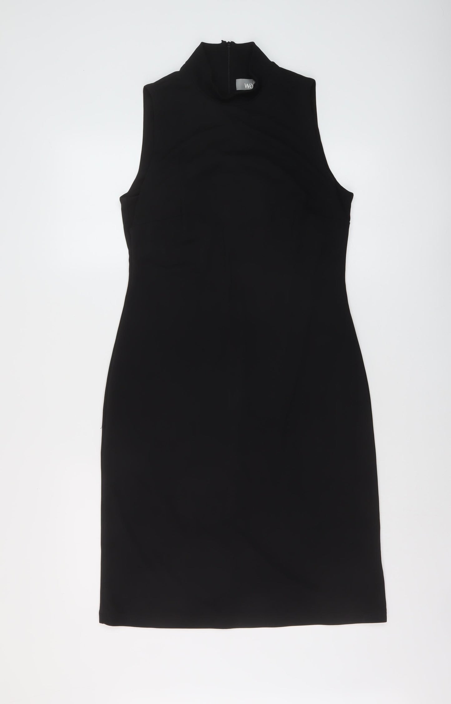 Wallis Womens Black Polyester A-Line Size 12 Mock Neck Zip