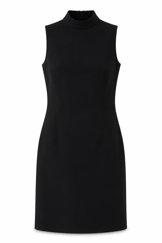 Front view of Wallis women’s black polyester a-line, size UK 12, mock neck zip