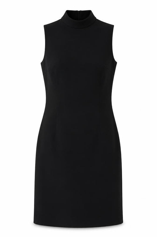 Front view of Wallis women’s black polyester a-line, size UK 12, mock neck zip