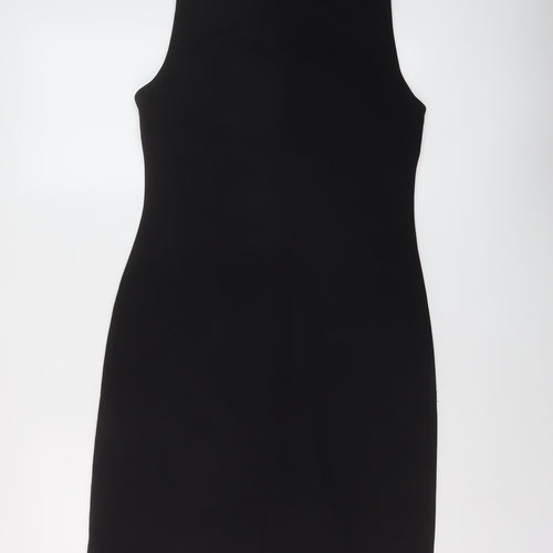 Wallis Womens Black Polyester A-Line Size 12 Mock Neck Zip
