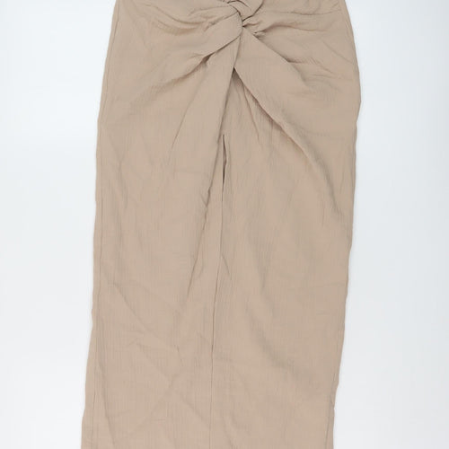 Zra Womens Beige Cotton Straight & Pencil Skirt Size S Zip