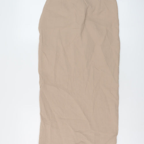 Zra Womens Beige Cotton Straight & Pencil Skirt Size S Zip