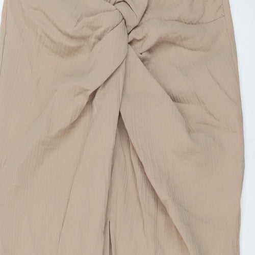 Zra Womens Beige Cotton Straight & Pencil Skirt Size S Zip