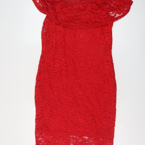 Select Womens Red Polyester Sheath Size 16 Square Neck Pullover
