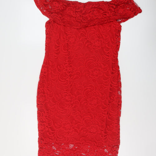 Select Womens Red Polyester Sheath Size 16 Square Neck Pullover