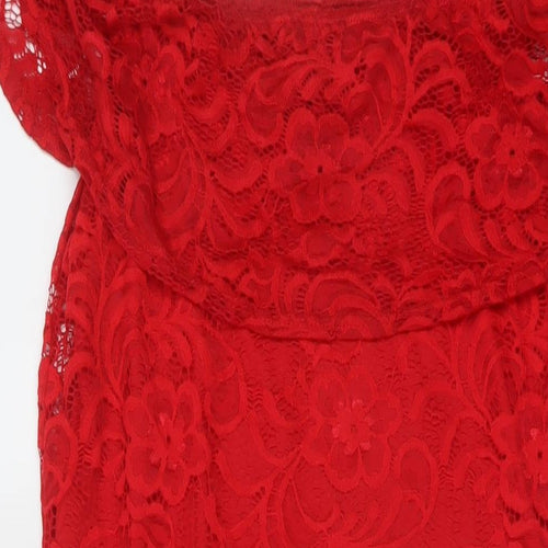 Select Womens Red Polyester Sheath Size 16 Square Neck Pullover