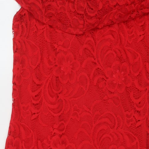 Select Womens Red Polyester Sheath Size 16 Square Neck Pullover