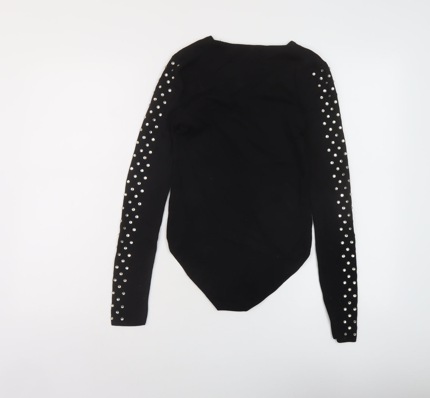 Zara Womens Black Polyamide Bodysuit One-Piece Size S Snap