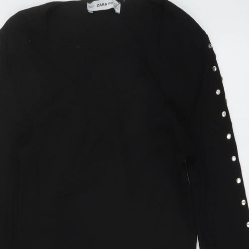 Zara Womens Black Polyamide Bodysuit One-Piece Size S Snap