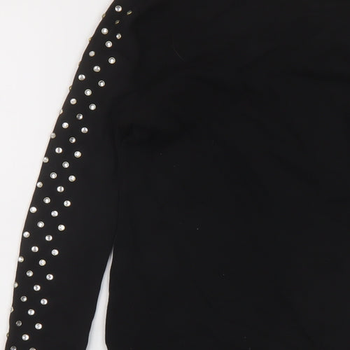 Zara Womens Black Polyamide Bodysuit One-Piece Size S Snap
