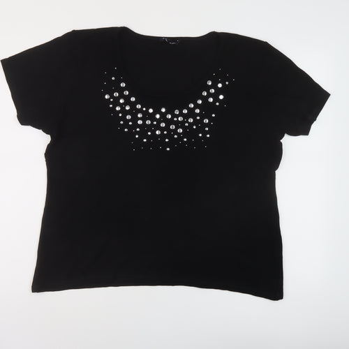 Sarah Hamilton Womens Beige Viscose Basic T-Shirt Size 20 Round Neck