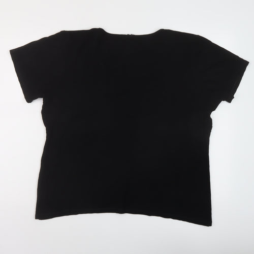 Sarah Hamilton Womens Beige Viscose Basic T-Shirt Size 20 Round Neck