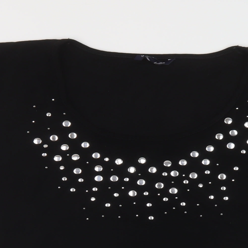 Sarah Hamilton Womens Beige Viscose Basic T-Shirt Size 20 Round Neck