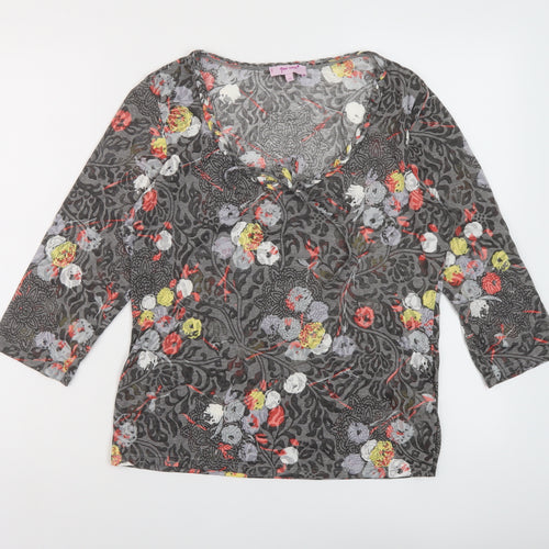 Per Una Womens Multicoloured Geometric Polyester Basic Blouse Size 14 Round Neck