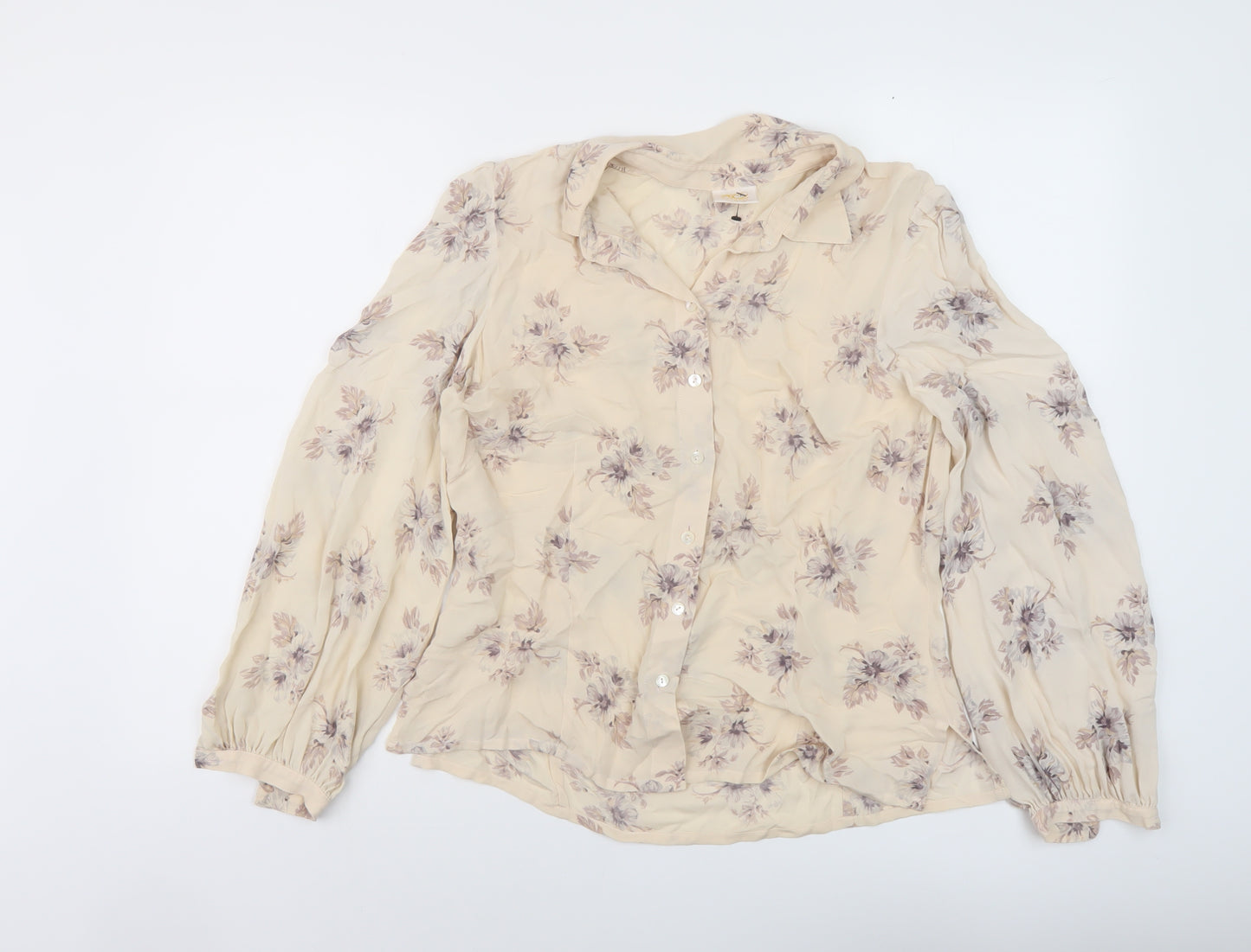 Country Casuals Womens Beige Fair Isle Silk Basic Blouse Size 12 V-Neck