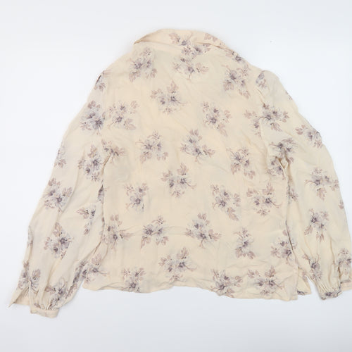 Country Casuals Womens Beige Fair Isle Silk Basic Blouse Size 12 V-Neck