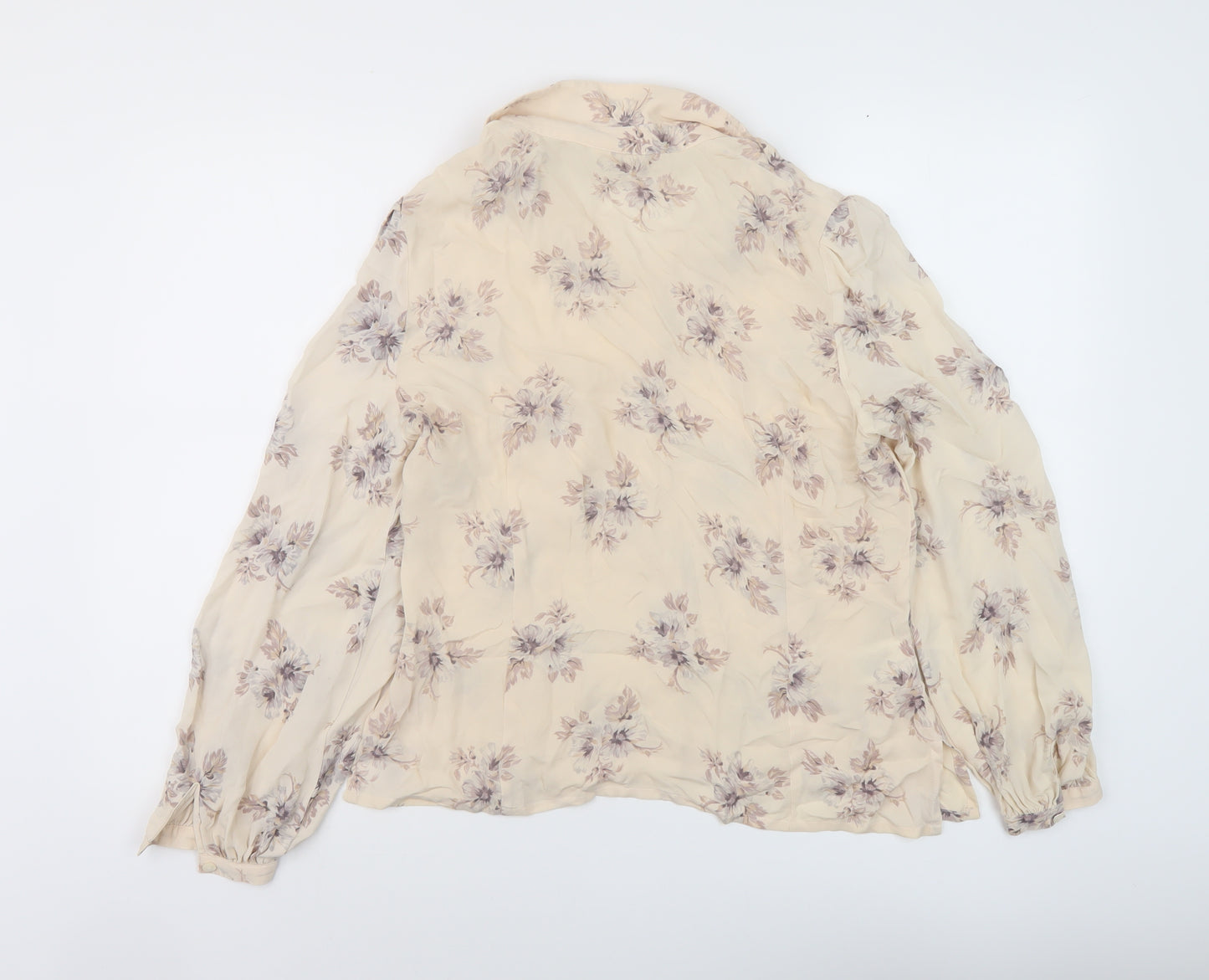 Country Casuals Womens Beige Fair Isle Silk Basic Blouse Size 12 V-Neck