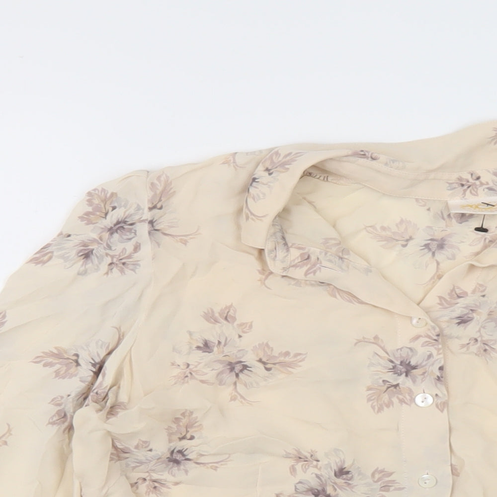 Country Casuals Womens Beige Fair Isle Silk Basic Blouse Size 12 V-Neck