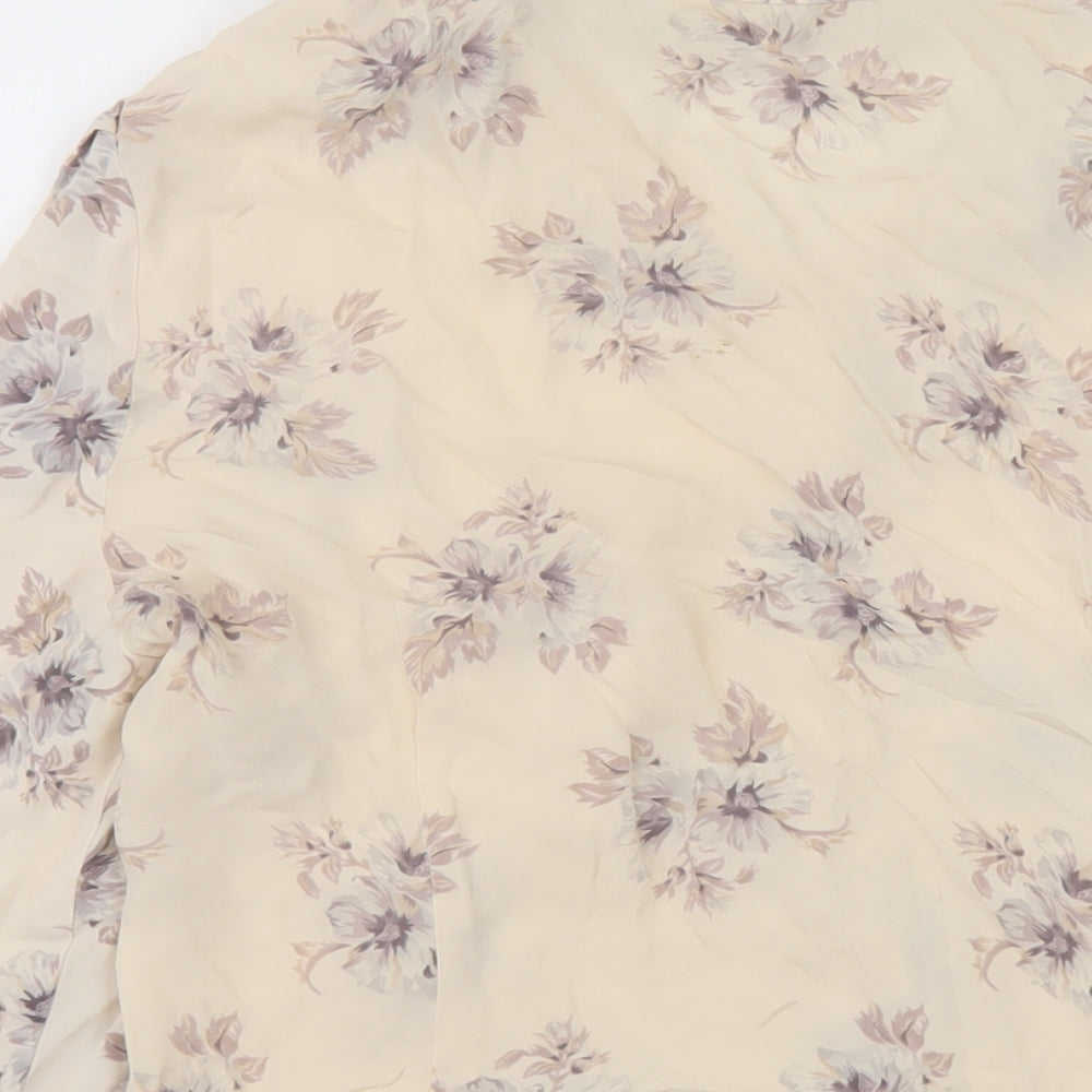 Country Casuals Womens Beige Fair Isle Silk Basic Blouse Size 12 V-Neck