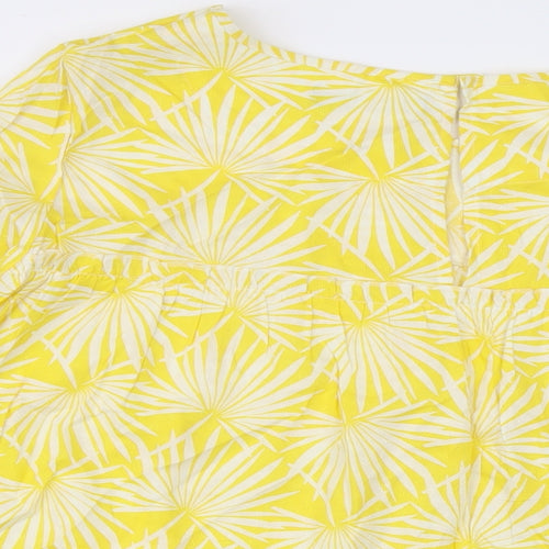 Marks and Spencer Womens Yellow Geometric Viscose Basic Blouse Size 20 Round Neck