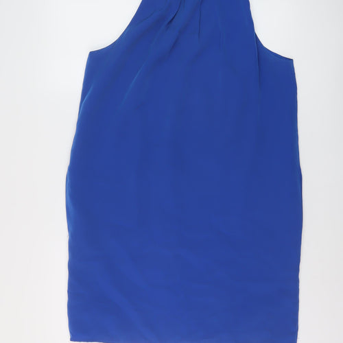 Sfera Womens Blue Polyester A-Line Size L Mock Neck Zip