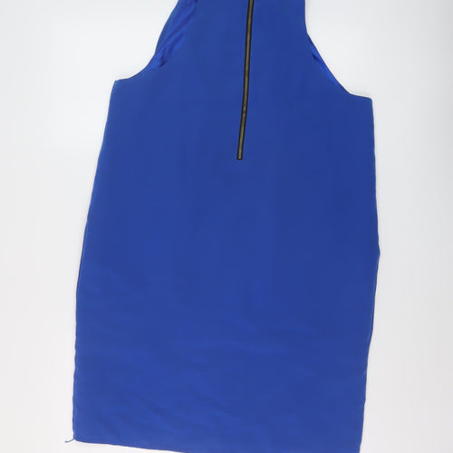 Sfera Womens Blue Polyester A-Line Size L Mock Neck Zip
