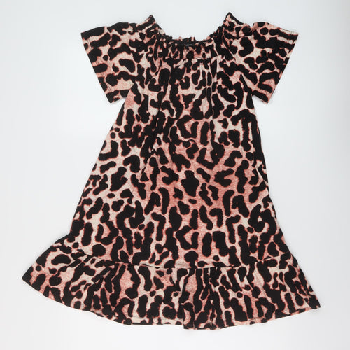 Roman Womens Multicoloured Animal Print Cotton A-Line Size 10 Square Neck Pullover