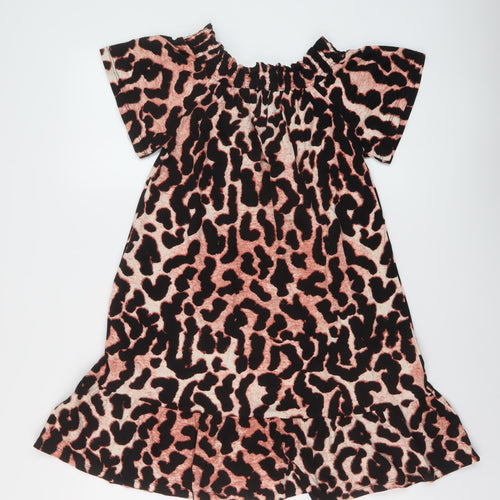 Roman Womens Multicoloured Animal Print Cotton A-Line Size 10 Square Neck Pullover