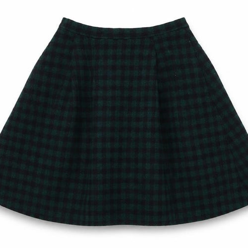 Unqilo Womens Green Check Wool A-Line Skirt Size 27 in Zip