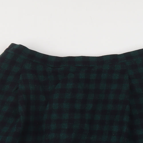 Unqilo Womens Green Check Wool A-Line Skirt Size 27 in Zip