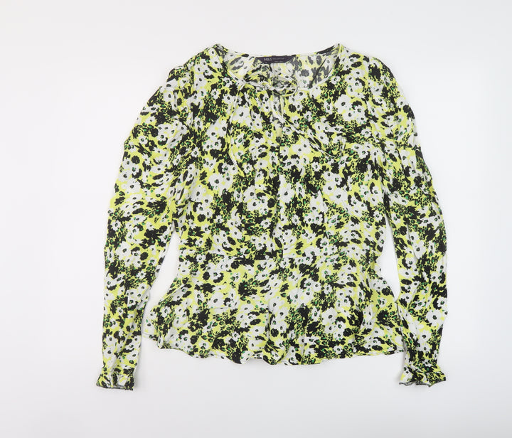 Marks and Spencer Womens Multicoloured Geometric Viscose Basic Blouse Size 10 Round Neck