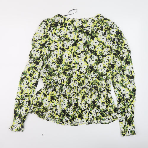 Marks and Spencer Womens Multicoloured Geometric Viscose Basic Blouse Size 10 Round Neck