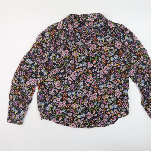 Marks and Spencer Womens Multicoloured Floral Viscose Basic Blouse Size 8 Collared
