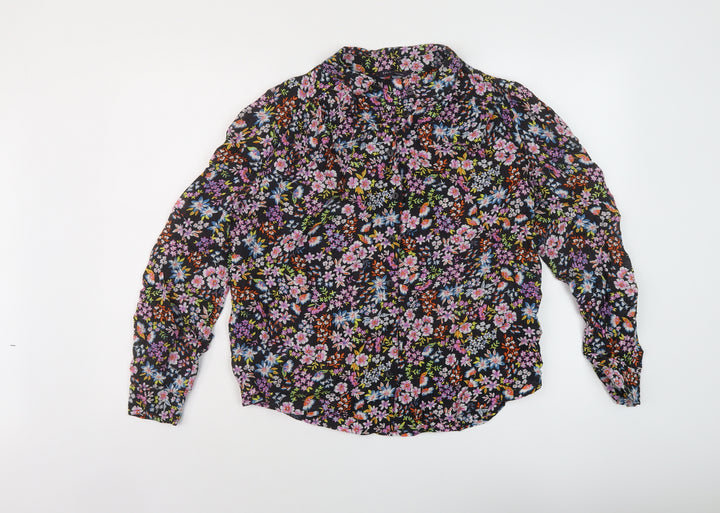 Marks and Spencer Womens Multicoloured Floral Viscose Basic Blouse Size 8 Collared