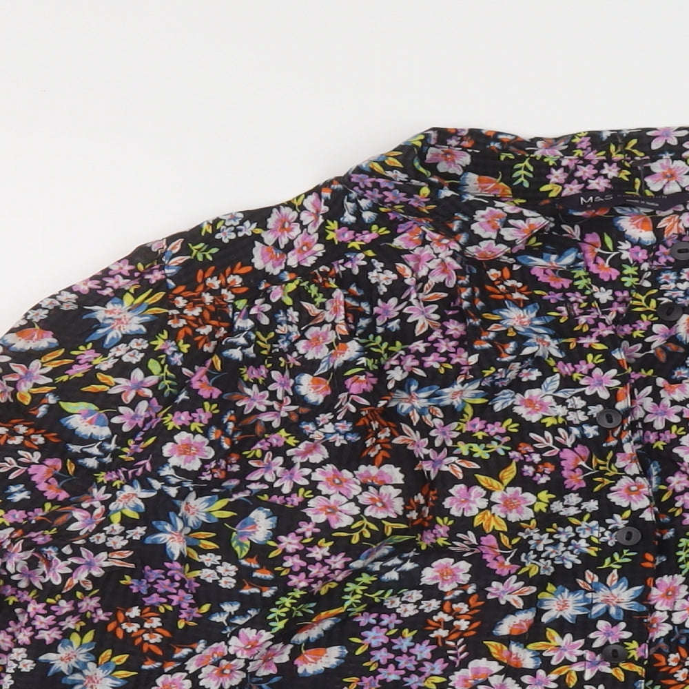 Marks and Spencer Womens Multicoloured Floral Viscose Basic Blouse Size 8 Collared