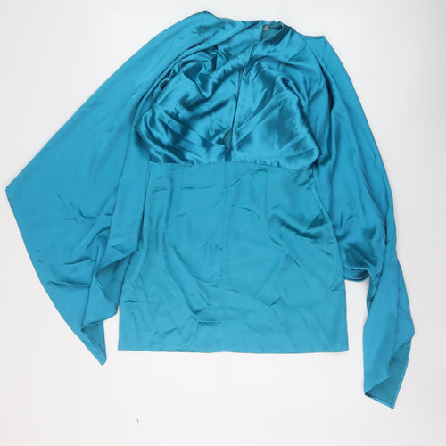 Zara Womens Blue Polyester Mini Size M Round Neck Zip