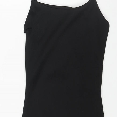 PRETTYLITTLETHING Womens Black Polyester Mini Size 4 Scoop Neck Pullover