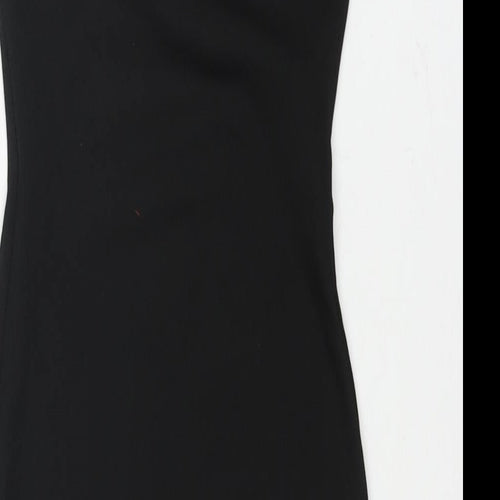 PRETTYLITTLETHING Womens Black Polyester Mini Size 4 Scoop Neck Pullover