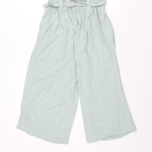 New Look Womens Green Viscose Cropped Trousers Size 8 L21 in Regular Buckle - Belted Elasticated Waist