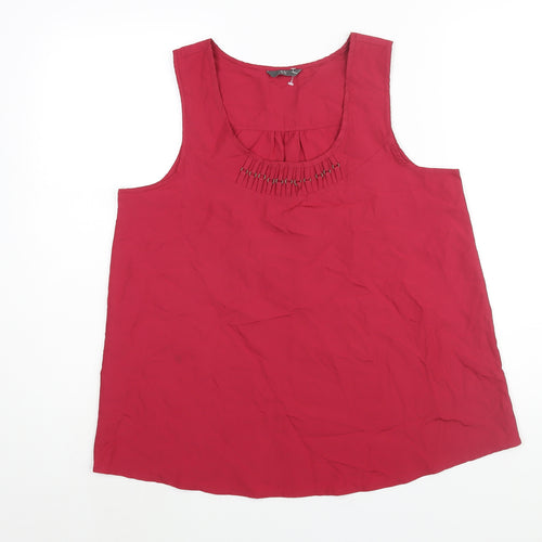 BHS Womens Red Polyester Camisole Blouse Size 14 Scoop Neck