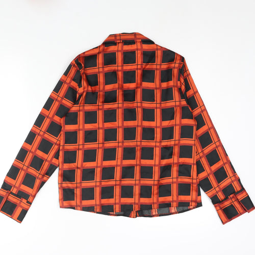 New Look Womens Red Check Polyester Basic Blouse Size 8 Collared
