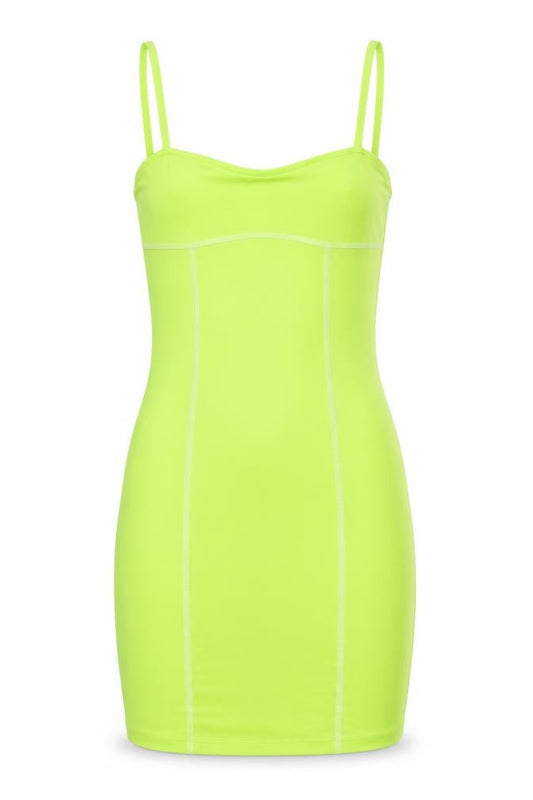 Front view of Divided by H&M women’s green polyester mini, size XS, square neck pullover
